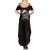 In October We Wear Pink Breast Cancer Awareness Summer Maxi Dress Skull and Roses - Black - Wonder Print Shop