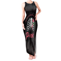 In October We Wear Pink Breast Cancer Awareness Tank Maxi Dress Skull and Roses - Black - Wonder Print Shop