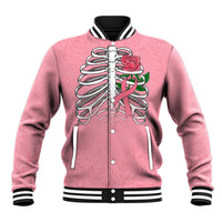 In October We Wear Pink Breast Cancer Awareness Baseball Jacket Skull and Roses - Pink LT7 - Wonder Print Shop