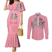 in-october-we-wear-pink-breast-cancer-awareness-couples-matching-mermaid-dress-and-long-sleeve-button-shirts-skull-and-roses-pink