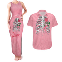 In October We Wear Pink Breast Cancer Awareness Couples Matching Tank Maxi Dress and Hawaiian Shirt Skull and Roses - Pink LT7 - Wonder Print Shop