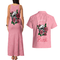 In October We Wear Pink Breast Cancer Awareness Couples Matching Tank Maxi Dress and Hawaiian Shirt Skull and Roses - Pink LT7 - Wonder Print Shop