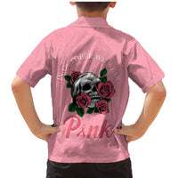 In October We Wear Pink Breast Cancer Awareness Family Matching Mermaid Dress and Hawaiian Shirt Skull and Roses - Pink LT7 - Wonder Print Shop