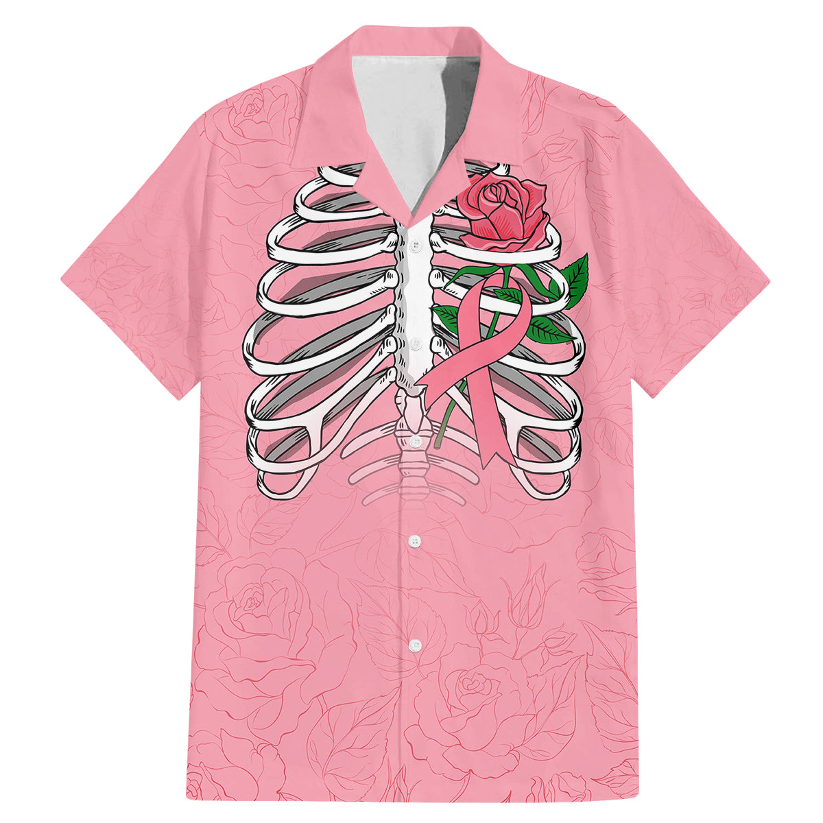 In October We Wear Pink Breast Cancer Awareness Family Matching Mermaid Dress and Hawaiian Shirt Skull and Roses - Pink LT7 - Wonder Print Shop