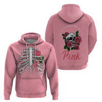 In October We Wear Pink Breast Cancer Awareness Hoodie Skull and Roses - Pink - Wonder Print Shop