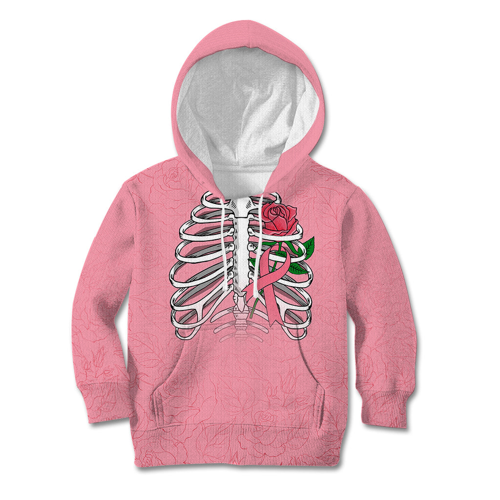 In October We Wear Pink Breast Cancer Awareness Kid Hoodie Skull and Roses - Pink - Wonder Print Shop