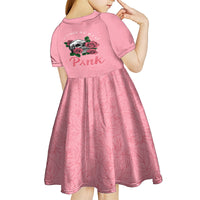In October We Wear Pink Breast Cancer Awareness Kid Short Sleeve Dress Skull and Roses - Pink - Wonder Print Shop