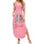 In October We Wear Pink Breast Cancer Awareness Summer Maxi Dress Skull and Roses - Pink - Wonder Print Shop