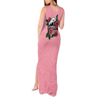 In October We Wear Pink Breast Cancer Awareness Tank Maxi Dress Skull and Roses - Pink - Wonder Print Shop