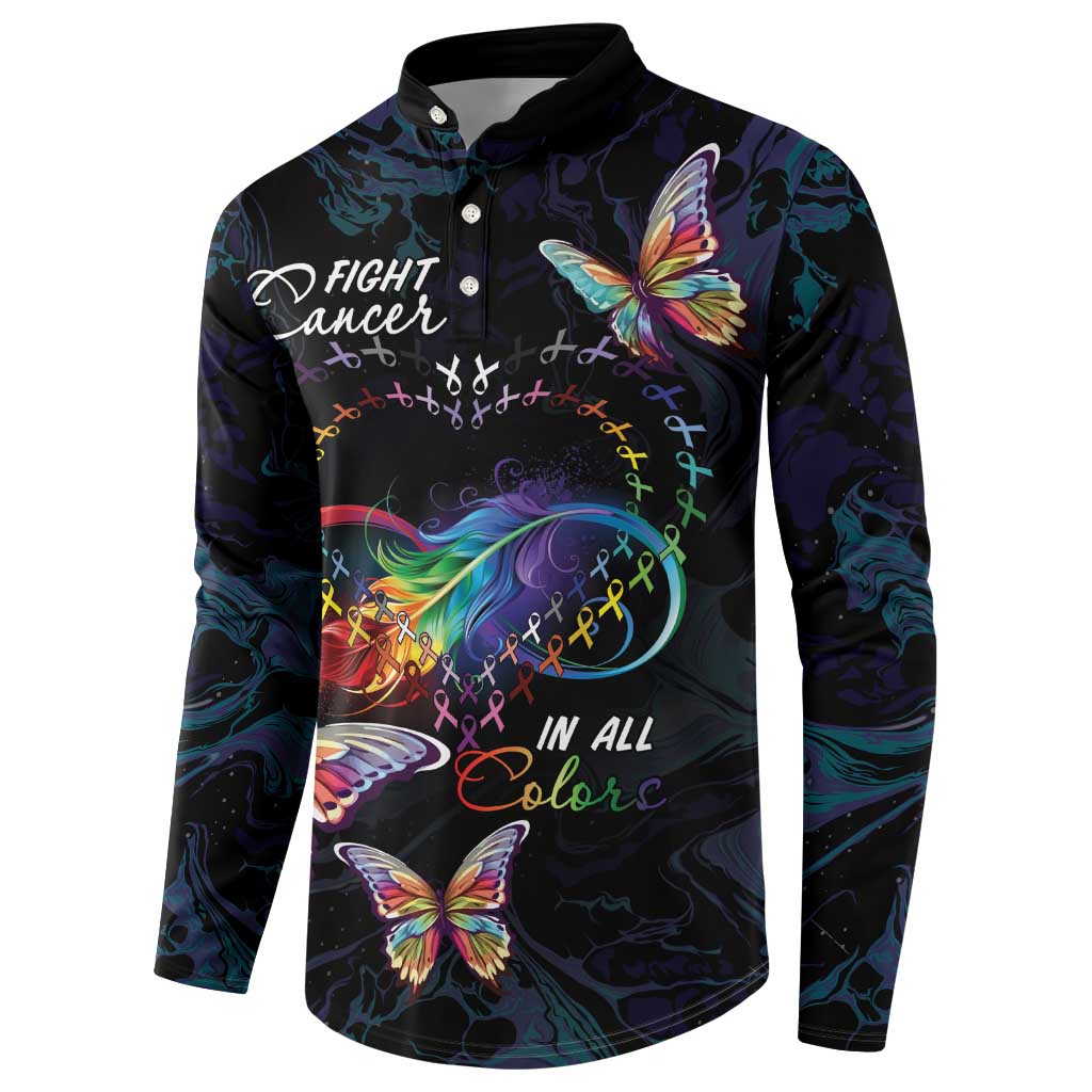 Fight Cancer In All Colors Button Sweatshirt Whimsical Butterflies LT7 - Wonder Print Shop