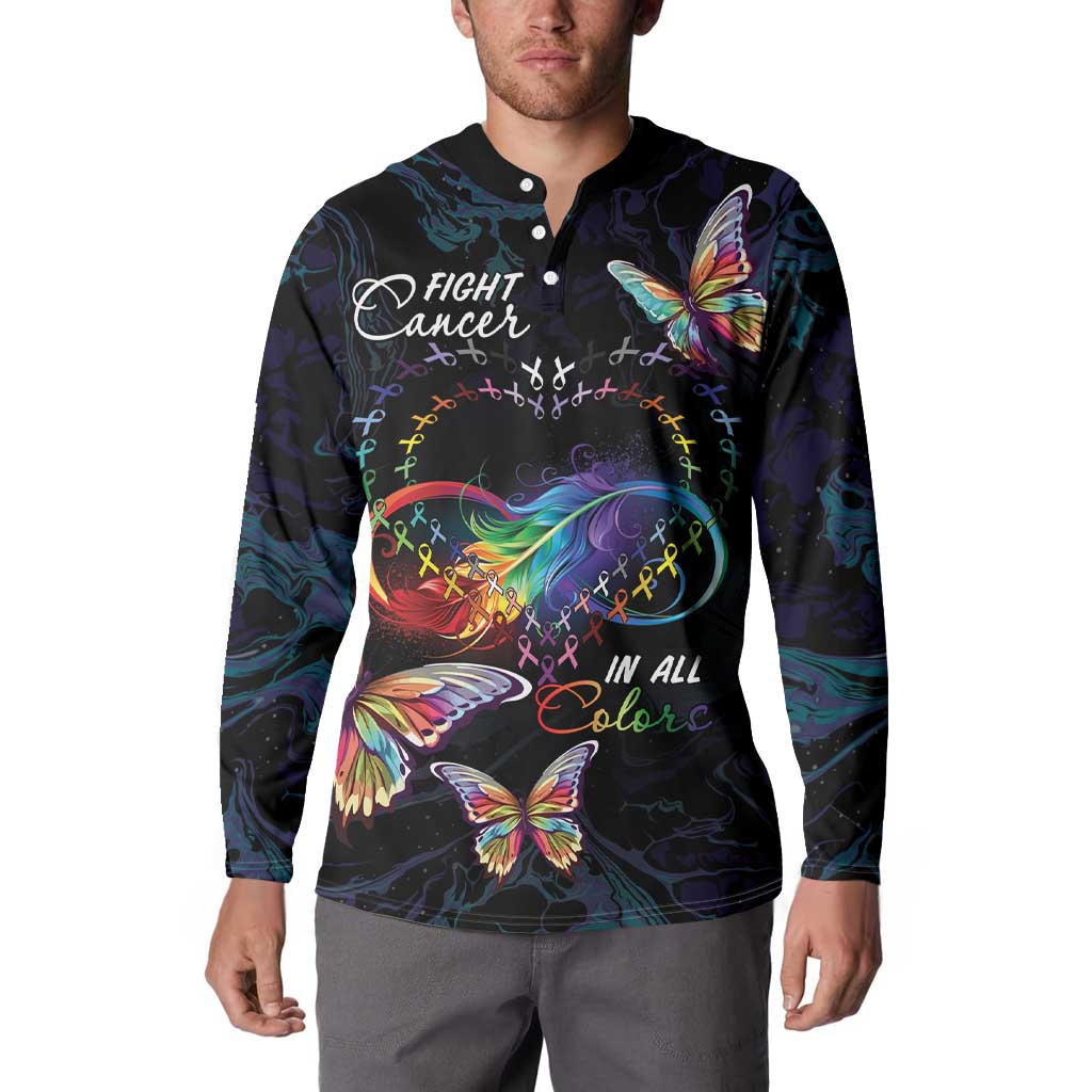 Fight Cancer In All Colors Button Sweatshirt Whimsical Butterflies LT7 - Wonder Print Shop