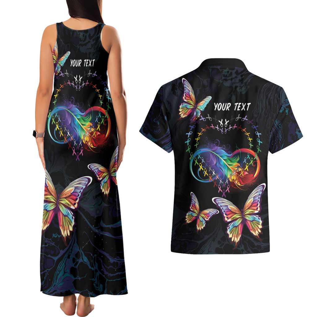 Fight Cancer In All Colors Couples Matching Tank Maxi Dress and Hawaiian Shirt Whimsical Butterflies LT7 - Wonder Print Shop