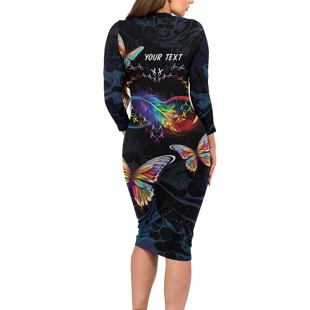 Fight Cancer In All Colors Family Matching Long Sleeve Bodycon Dress and Hawaiian Shirt Whimsical Butterflies LT7 - Wonder Print Shop