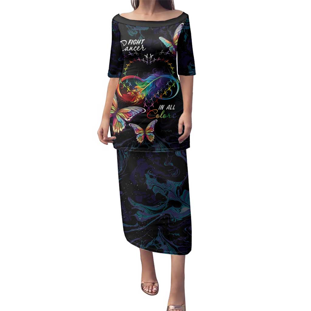 Fight Cancer In All Colors Family Matching Puletasi and Hawaiian Shirt Whimsical Butterflies - Wonder Print Shop