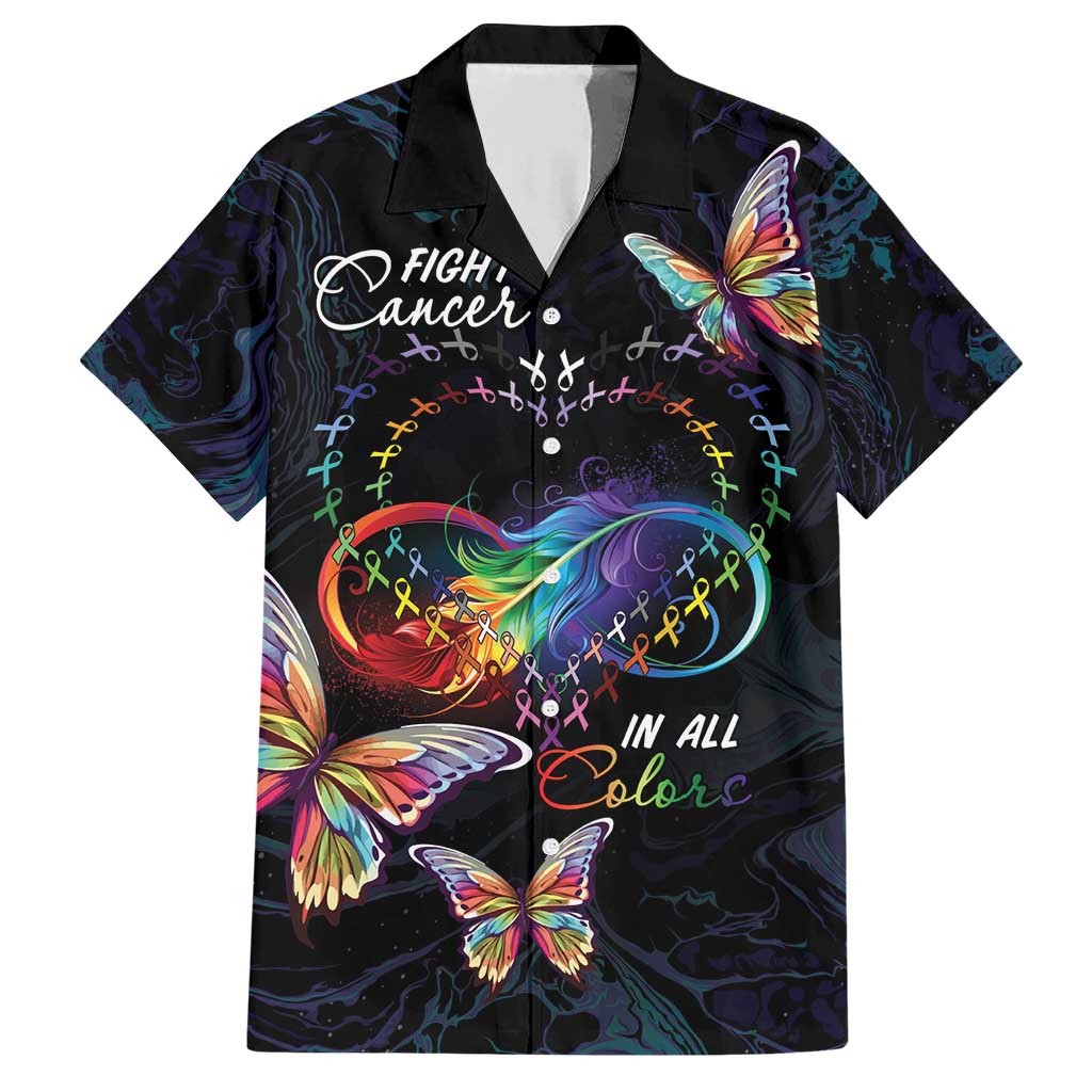 Fight Cancer In All Colors Family Matching Short Sleeve Bodycon Dress and Hawaiian Shirt Whimsical Butterflies - Wonder Print Shop