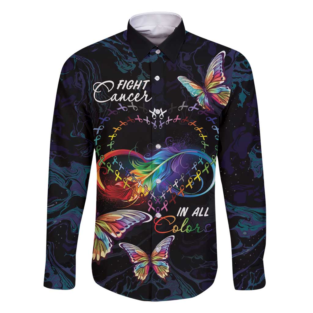 Fight Cancer In All Colors Family Matching Short Sleeve Bodycon Dress and Hawaiian Shirt Whimsical Butterflies - Wonder Print Shop