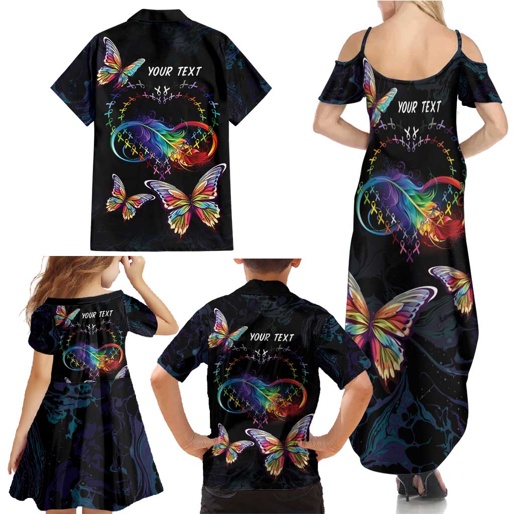 Fight Cancer In All Colors Family Matching Summer Maxi Dress and Hawaiian Shirt Whimsical Butterflies - Wonder Print Shop