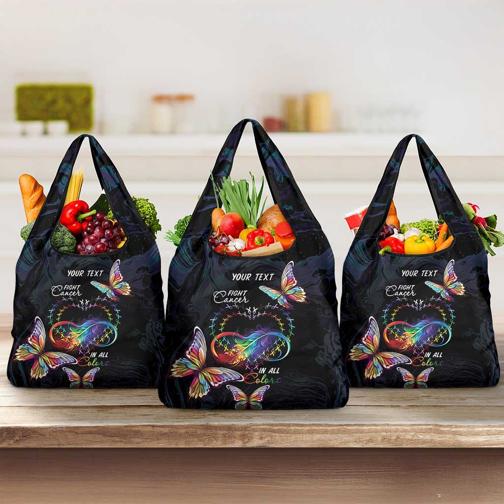 Fight Cancer In All Colors Grocery Bag Whimsical Butterflies