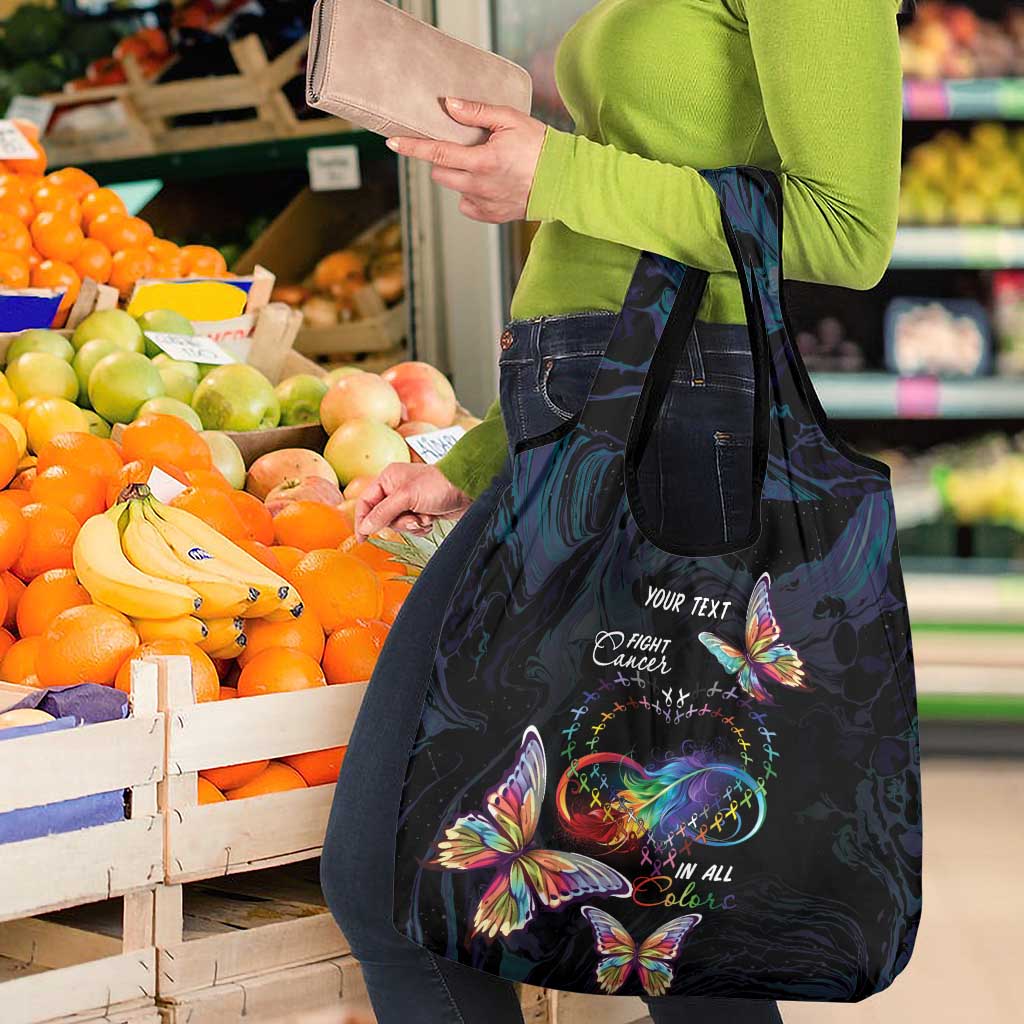 Fight Cancer In All Colors Grocery Bag Whimsical Butterflies