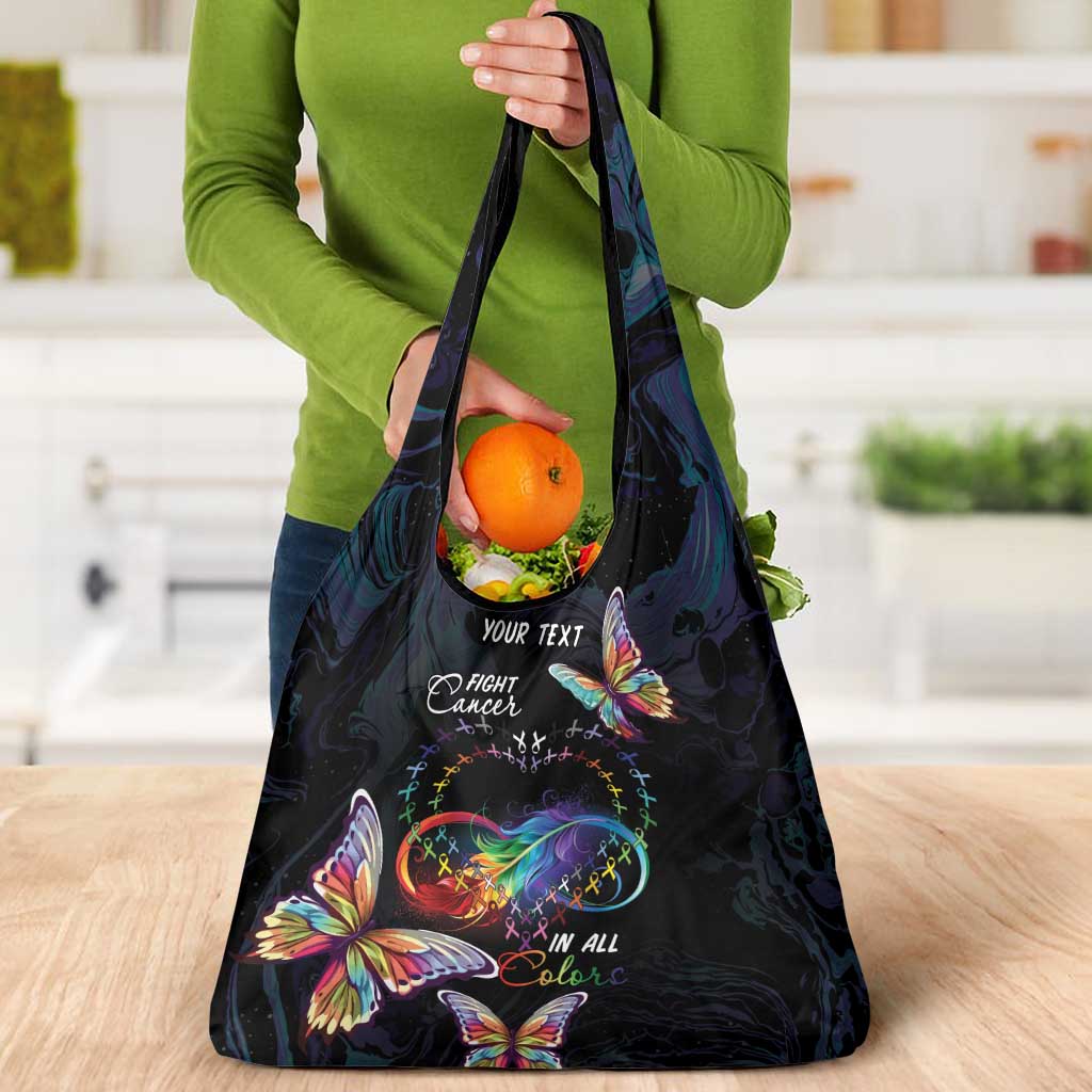 Fight Cancer In All Colors Grocery Bag Whimsical Butterflies