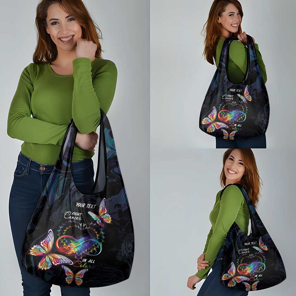 Fight Cancer In All Colors Grocery Bag Whimsical Butterflies