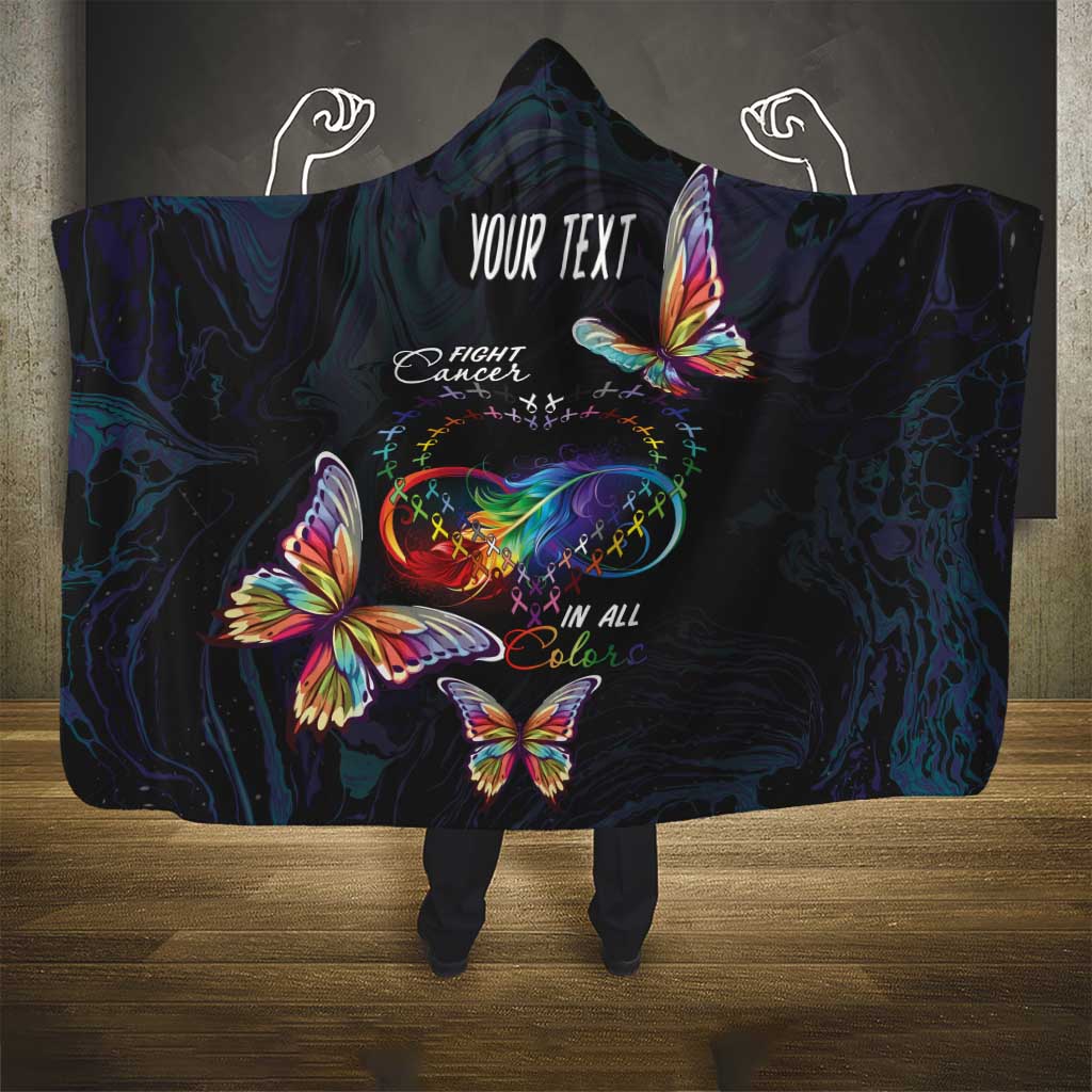Fight Cancer In All Colors Hooded Blanket Whimsical Butterflies