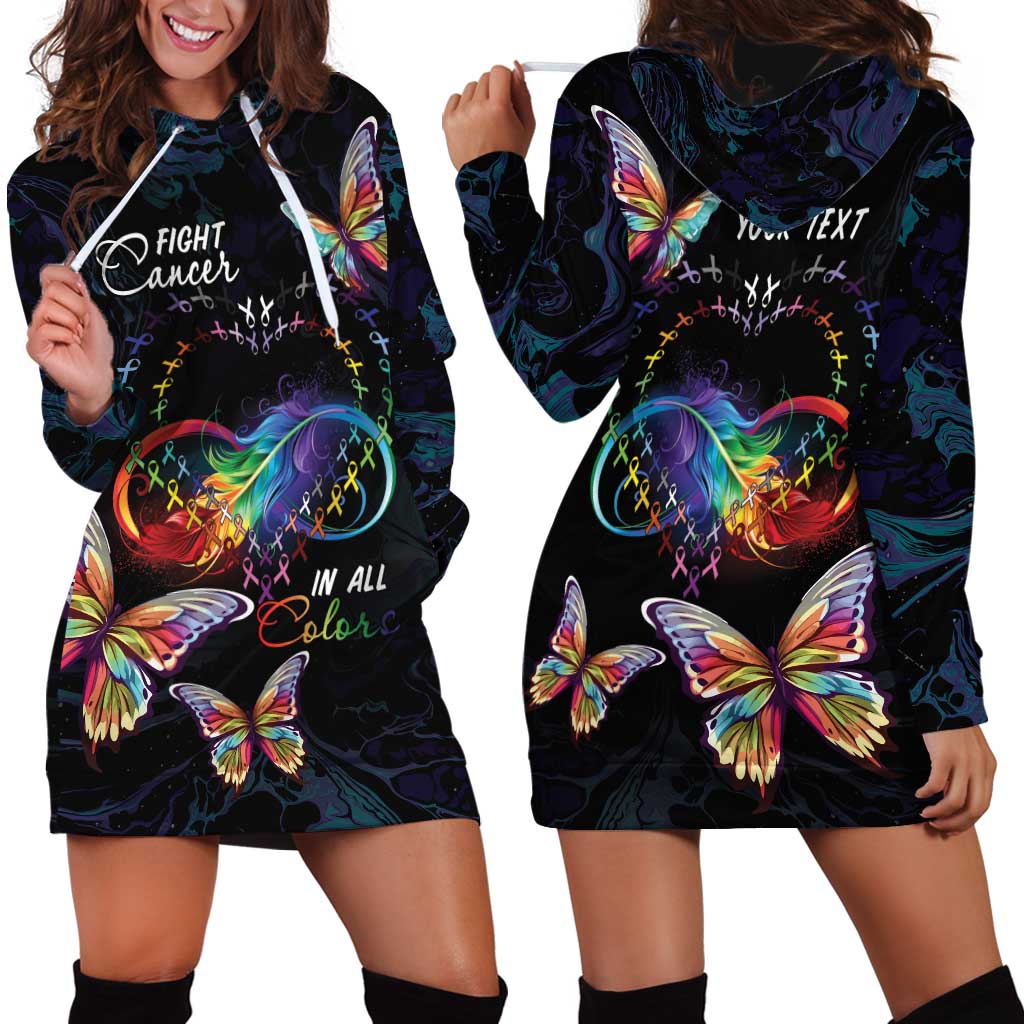 Fight Cancer In All Colors Hoodie Dress Whimsical Butterflies - Wonder Print Shop