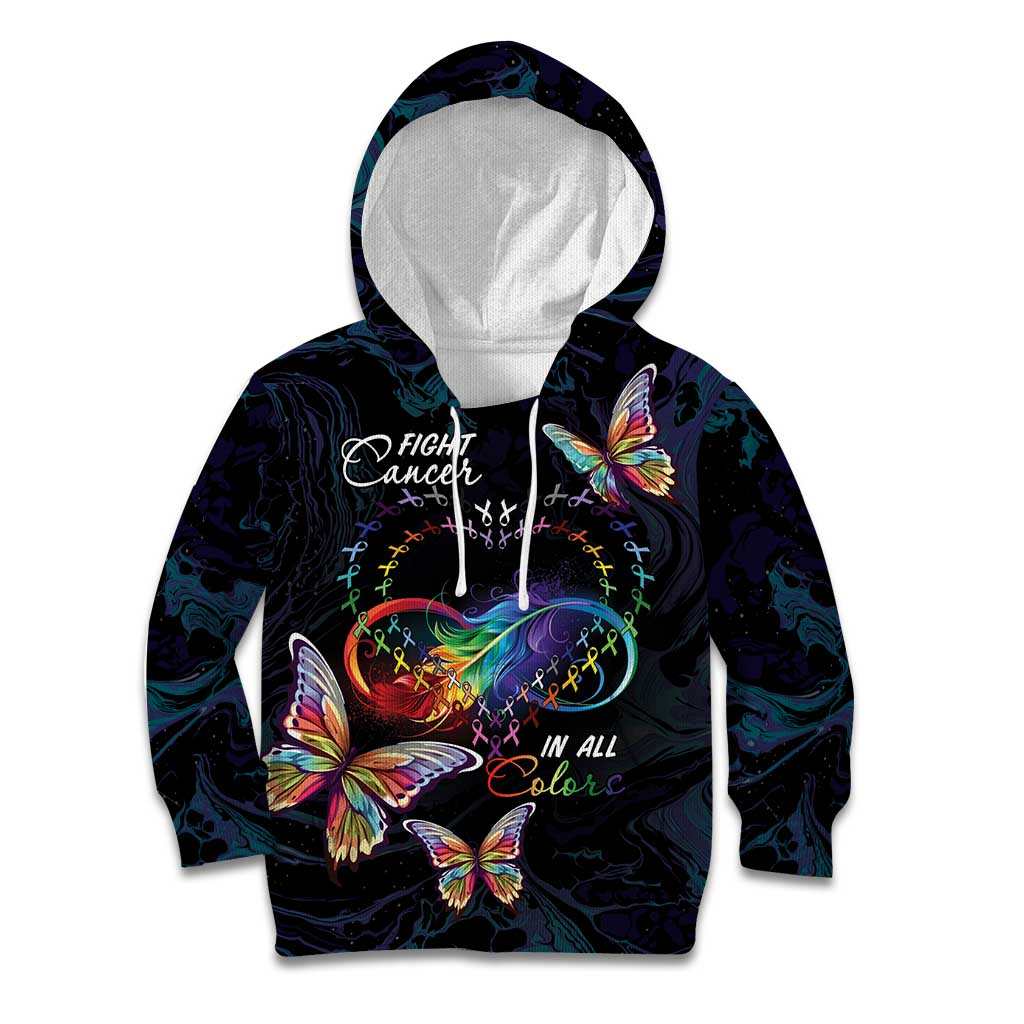 Fight Cancer In All Colors Kid Hoodie Whimsical Butterflies - Wonder Print Shop