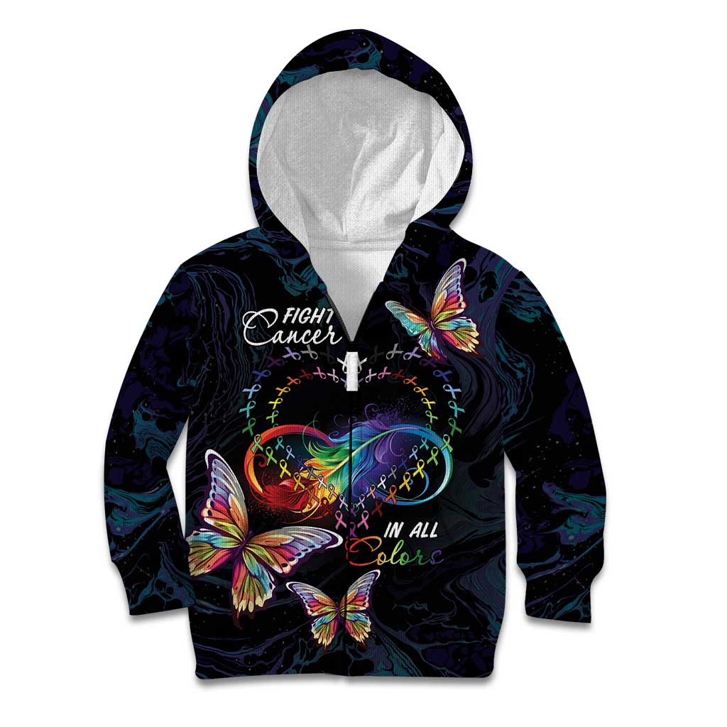 Fight Cancer In All Colors Kid Hoodie Whimsical Butterflies - Wonder Print Shop