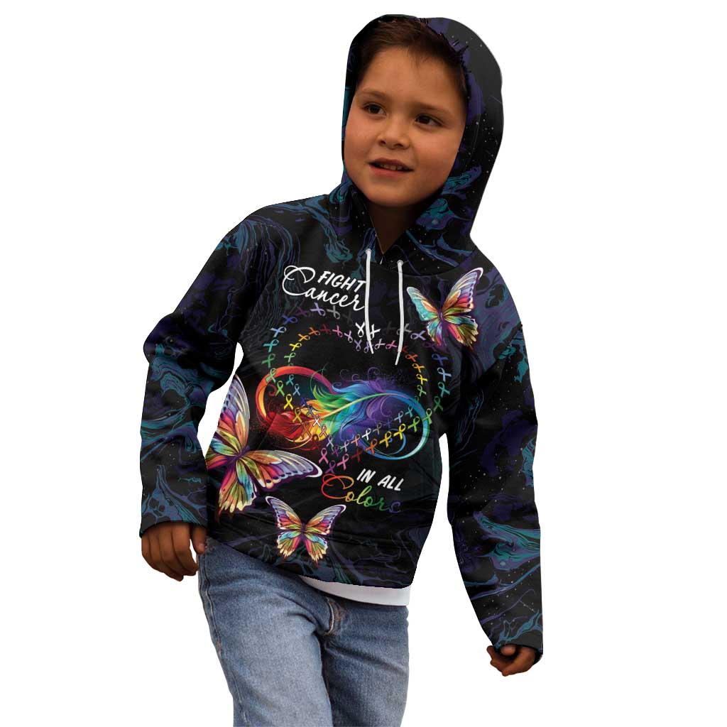 Fight Cancer In All Colors Kid Hoodie Whimsical Butterflies - Wonder Print Shop