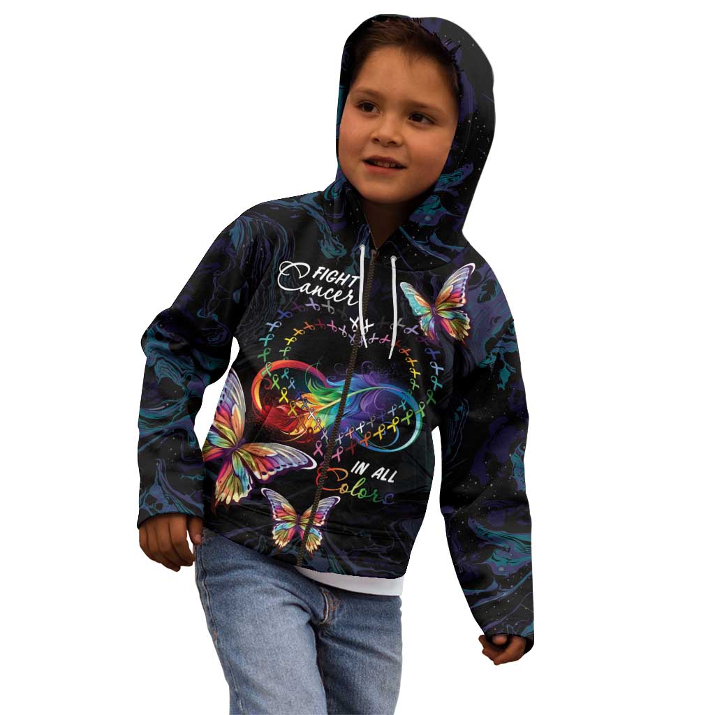 Fight Cancer In All Colors Kid Hoodie Whimsical Butterflies - Wonder Print Shop