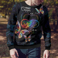 Fight Cancer In All Colors Ugly Christmas Sweater Whimsical Butterflies - Wonder Print Shop