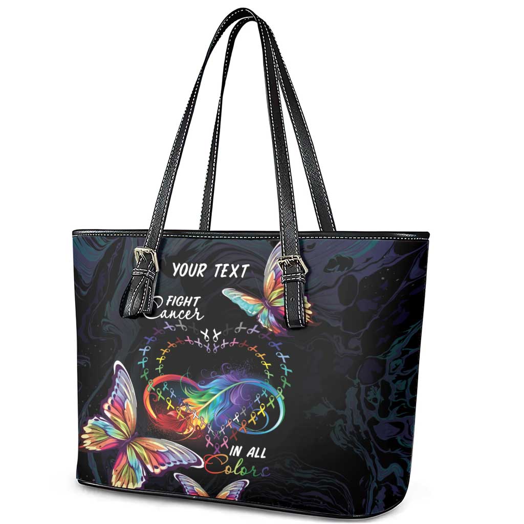 Fight Cancer In All Colors Leather Tote Bag Whimsical Butterflies - Wonder Print Shop