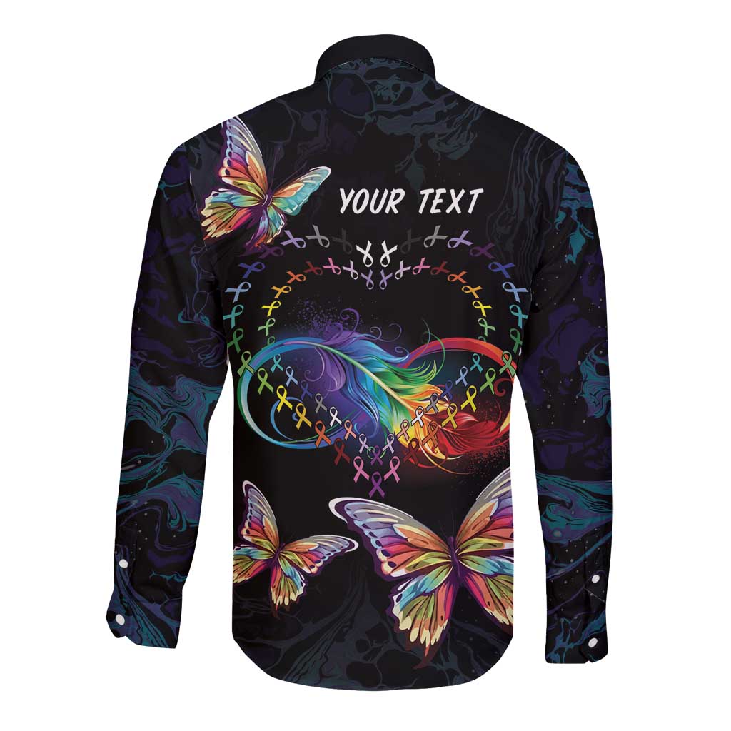 Fight Cancer In All Colors Long Sleeve Button Shirt Whimsical Butterflies - Wonder Print Shop