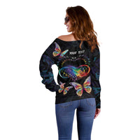 Fight Cancer In All Colors Off Shoulder Sweater Whimsical Butterflies - Wonder Print Shop