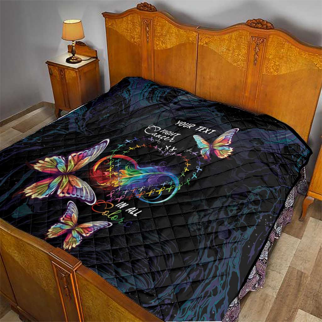 Fight Cancer In All Colors Quilt Whimsical Butterflies - Wonder Print Shop