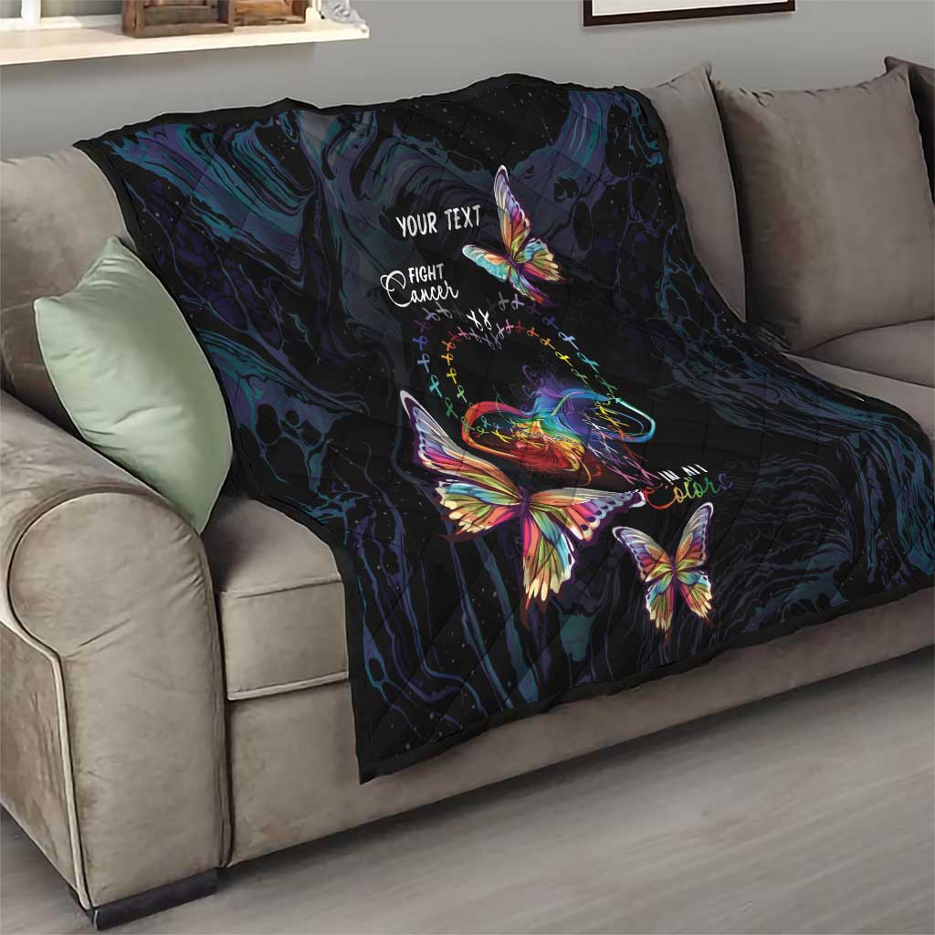 Fight Cancer In All Colors Quilt Whimsical Butterflies - Wonder Print Shop