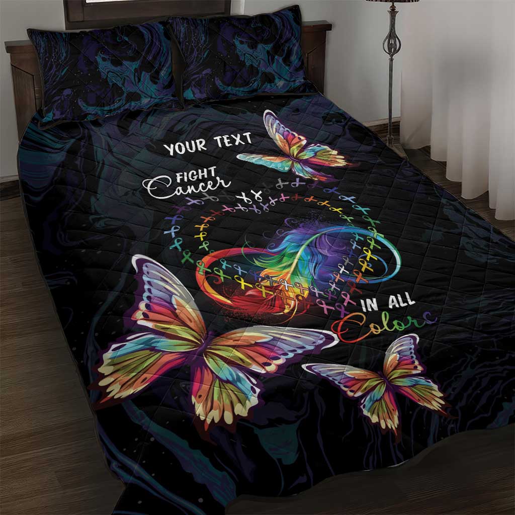 Fight Cancer In All Colors Quilt Bed Set Whimsical Butterflies - Wonder Print Shop