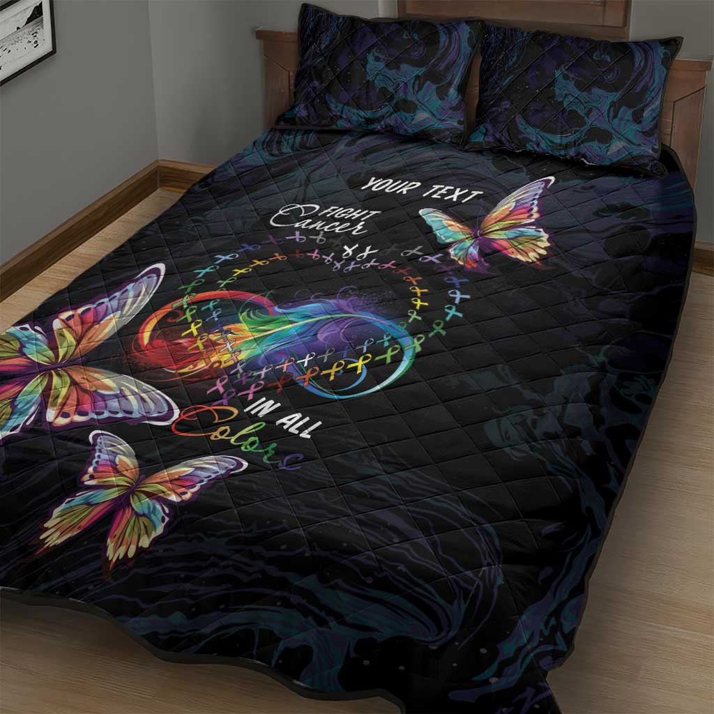 Fight Cancer In All Colors Quilt Bed Set Whimsical Butterflies - Wonder Print Shop