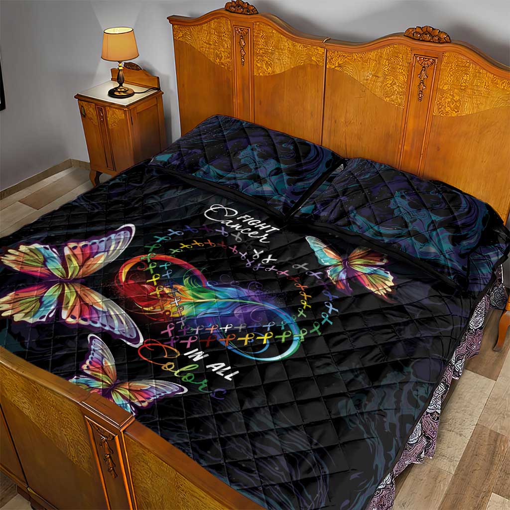 Fight Cancer In All Colors Quilt Bed Set Whimsical Butterflies - Wonder Print Shop