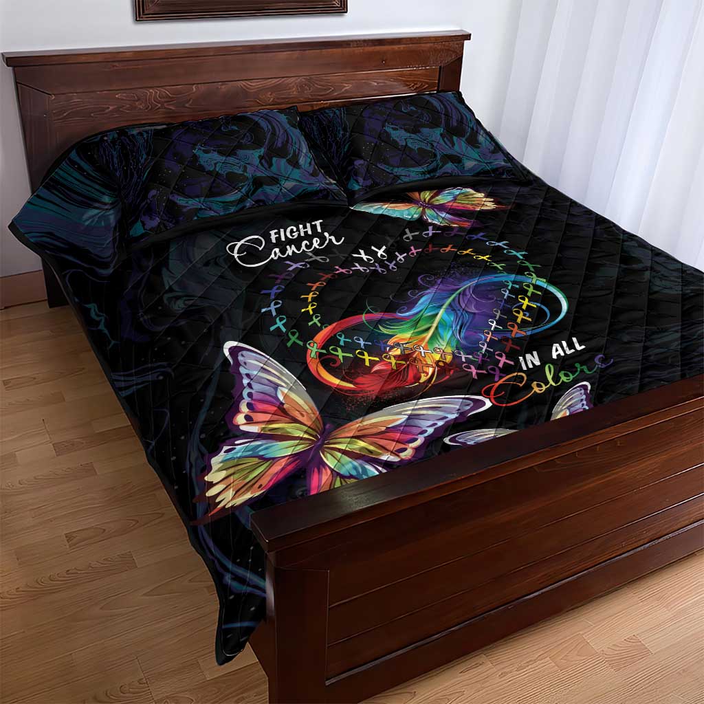 Fight Cancer In All Colors Quilt Bed Set Whimsical Butterflies - Wonder Print Shop