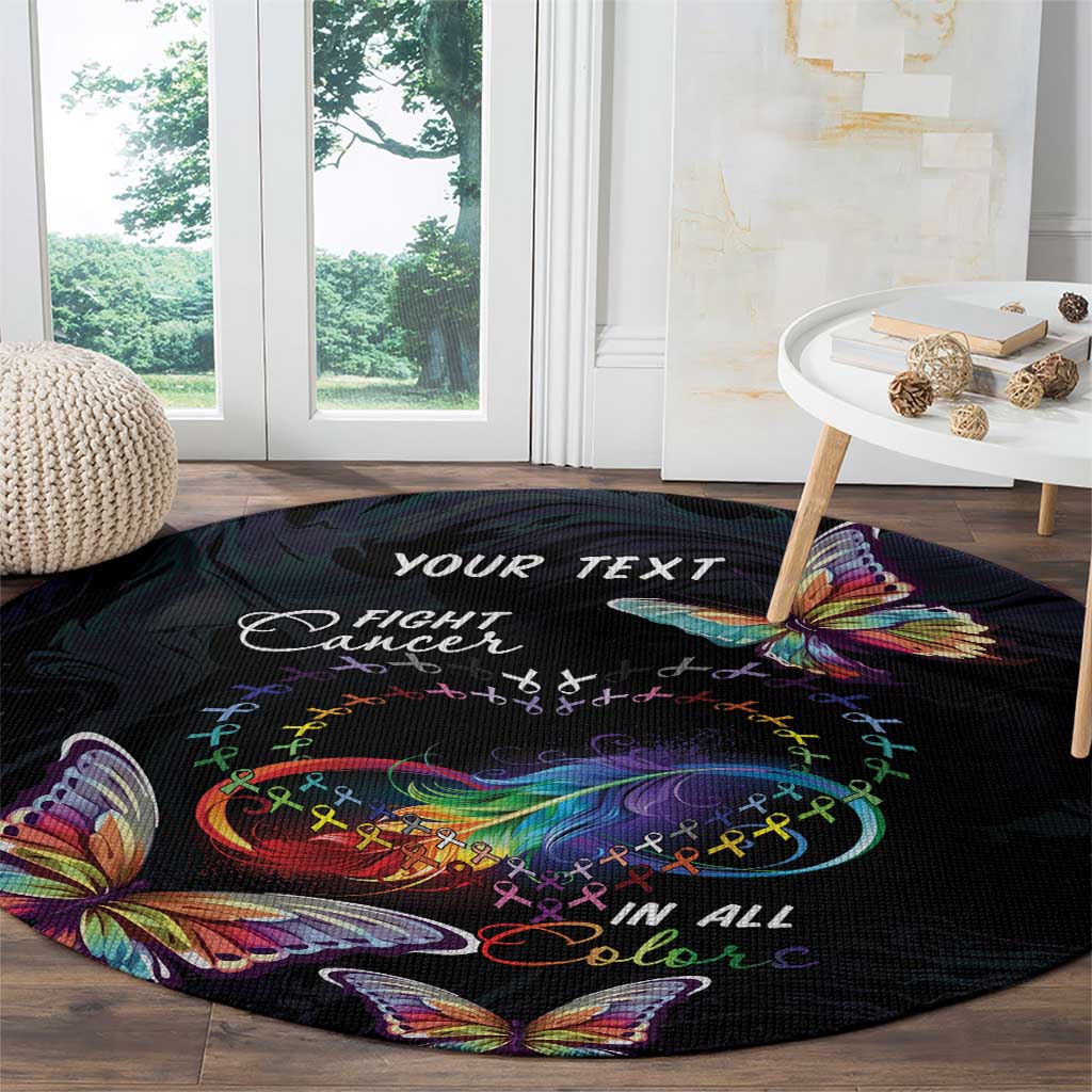 Fight Cancer In All Colors Round Carpet Whimsical Butterflies