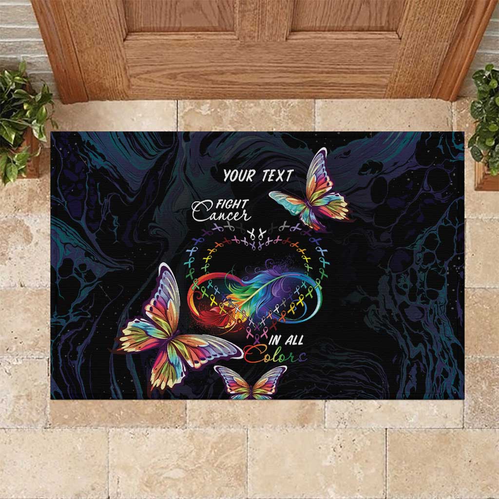 Fight Cancer In All Colors Rubber Doormat Whimsical Butterflies - Wonder Print Shop