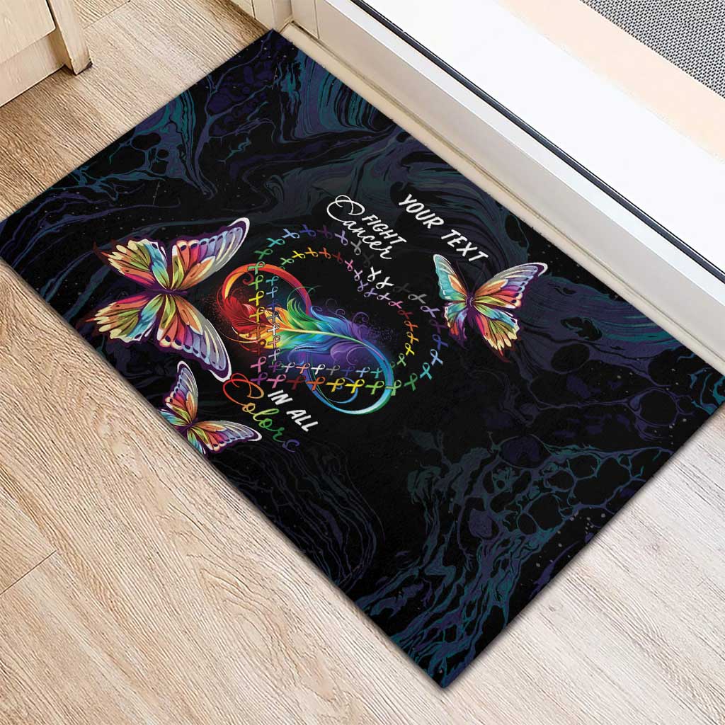 Fight Cancer In All Colors Rubber Doormat Whimsical Butterflies - Wonder Print Shop