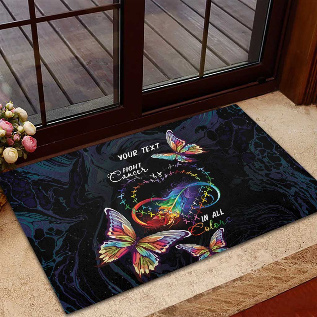 Fight Cancer In All Colors Rubber Doormat Whimsical Butterflies - Wonder Print Shop