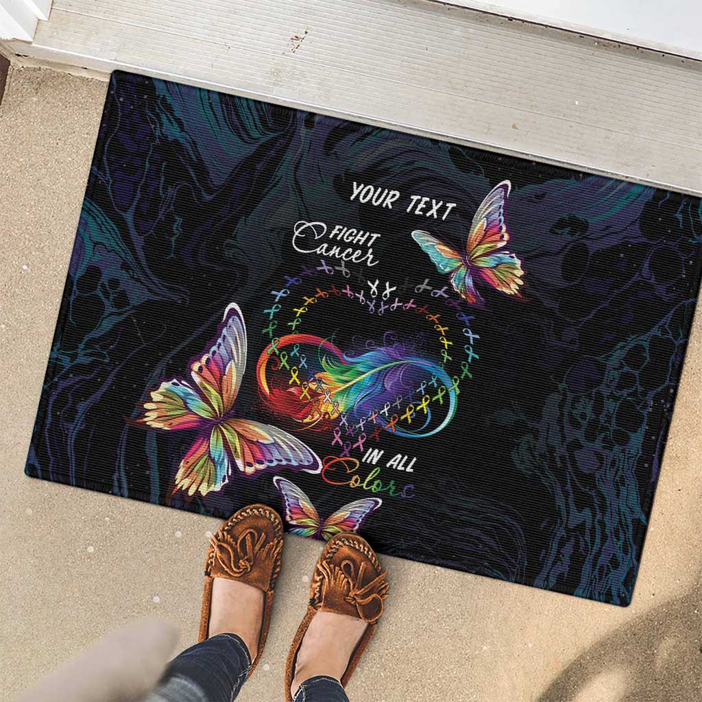 Fight Cancer In All Colors Rubber Doormat Whimsical Butterflies - Wonder Print Shop