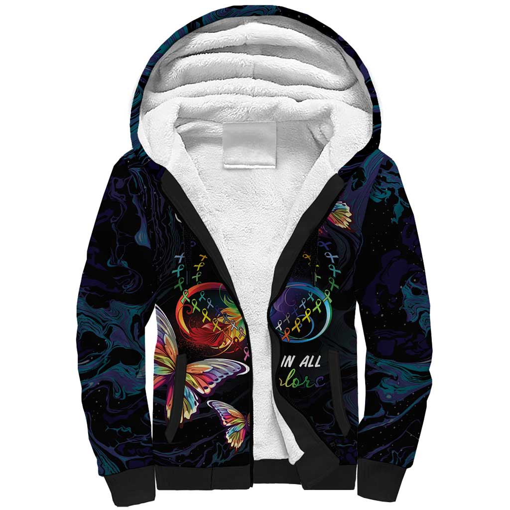 Fight Cancer In All Colors Sherpa Hoodie Whimsical Butterflies - Wonder Print Shop