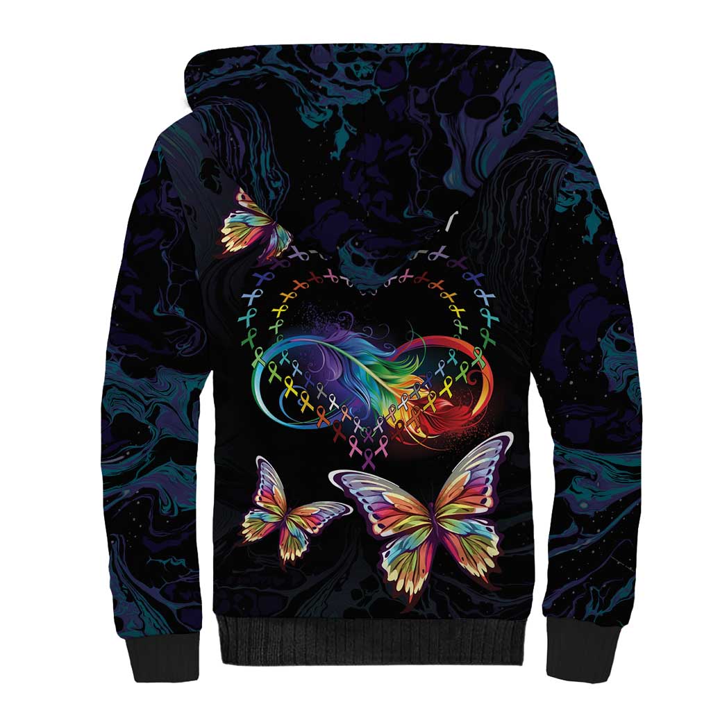 Fight Cancer In All Colors Sherpa Hoodie Whimsical Butterflies - Wonder Print Shop