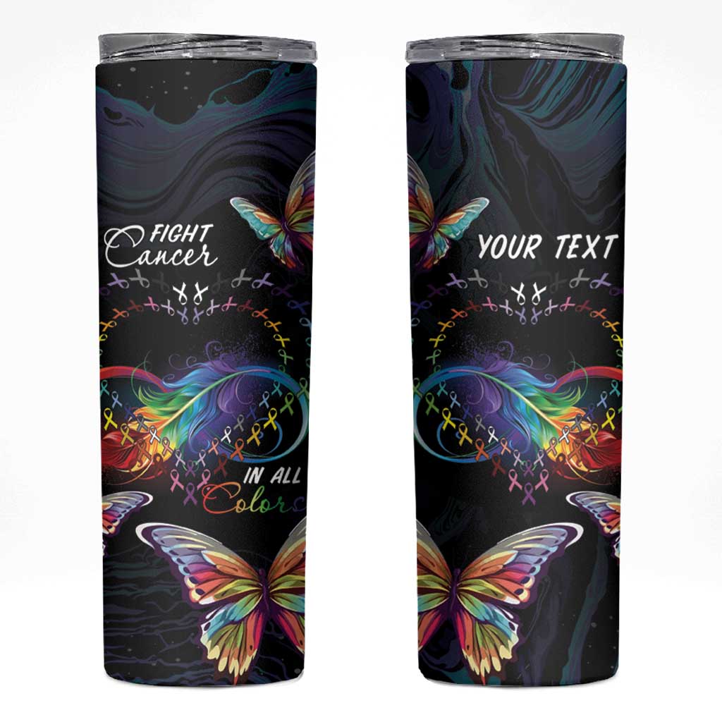 Fight Cancer In All Colors Skinny Tumbler Whimsical Butterflies - Wonder Print Shop