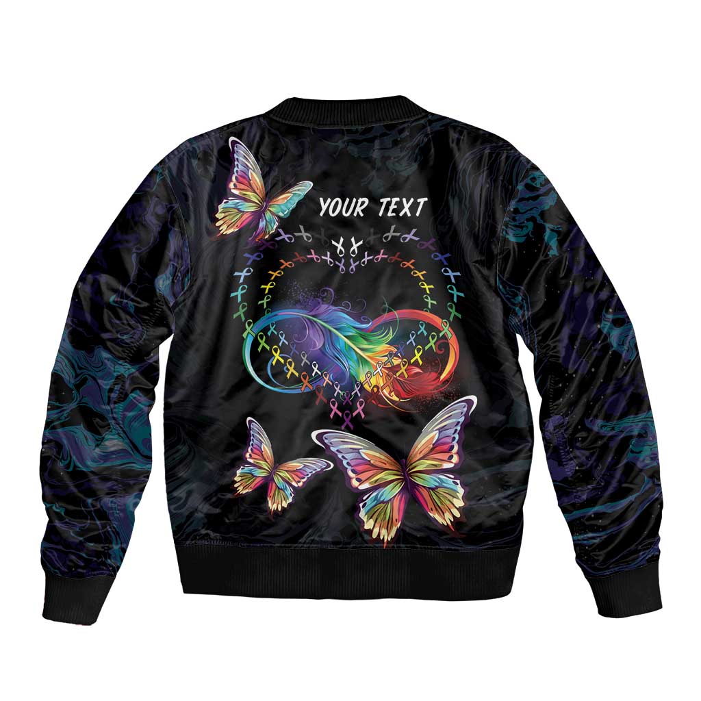 Fight Cancer In All Colors Sleeve Zip Bomber Jacket Whimsical Butterflies - Wonder Print Shop